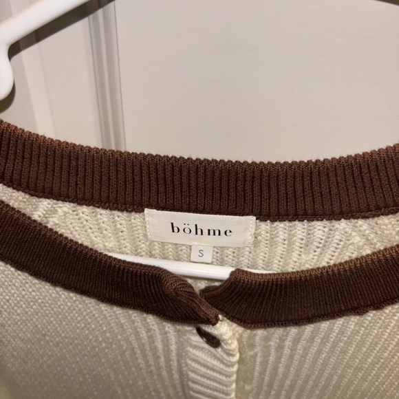 Bohme Two-Tone Cream and Brown Cardigan - Picture 2 of 3